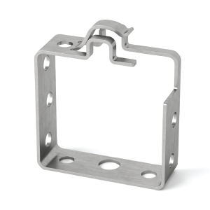 MinkPolice X metal bracket for holding trap alarm.
